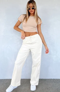 Pants | White Fox Boutique Stop Trying Cord Pants Cream white