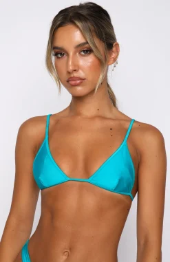 Bikini Tops | White Fox Boutique Surfer Girl Bikini Top Shiny Teal blue