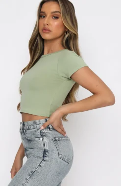 Shirts & Blouses | White Fox Boutique Switching Sides Crop Sage green