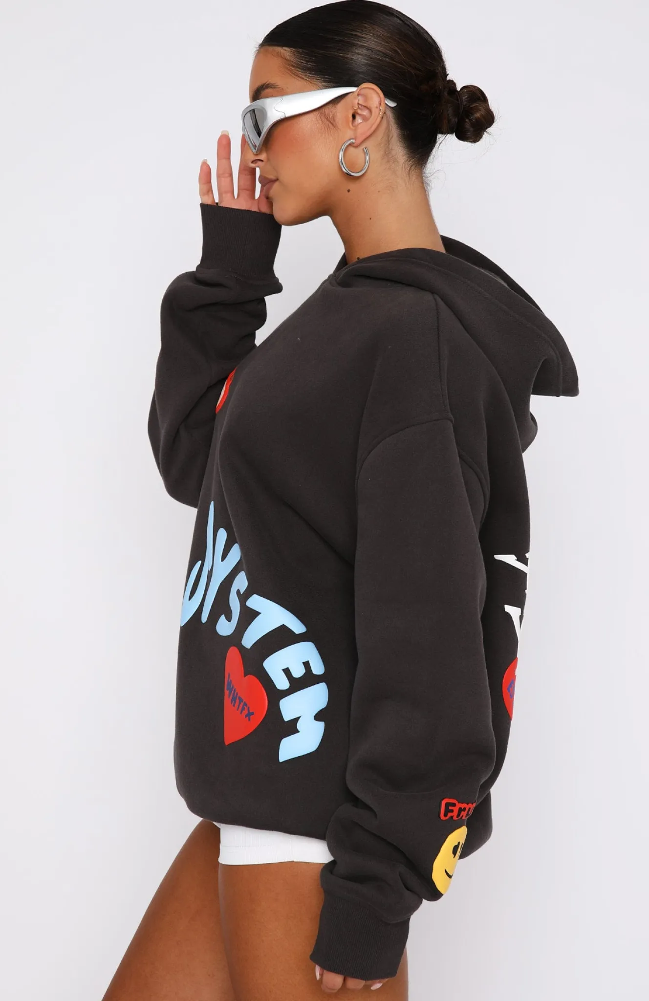 Jackets & Blazers | White Fox Boutique System Overload Oversized Hoodie Charcoal grey