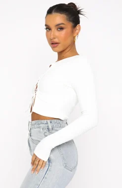 Shirts & Blouses | White Fox Boutique Take A Shot Ribbed Long Sleeve Crop white