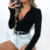Shirts & Blouses | White Fox Boutique Take A Walk Long Sleeve Ribbed Bodysuit black