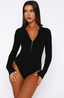 Shirts & Blouses | White Fox Boutique Take A Walk Long Sleeve Ribbed Bodysuit black