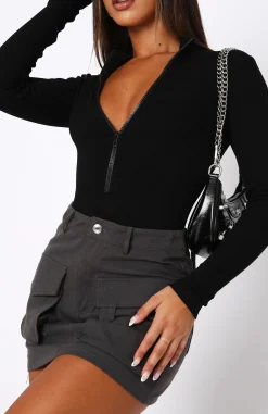 Shirts & Blouses | White Fox Boutique Take A Walk Long Sleeve Ribbed Bodysuit black