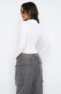 Shirts & Blouses | White Fox Boutique Take A Walk Long Sleeve Ribbed Bodysuit white