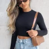 Shirts & Blouses | White Fox Boutique Take Me Higher Long Sleeve Crop black