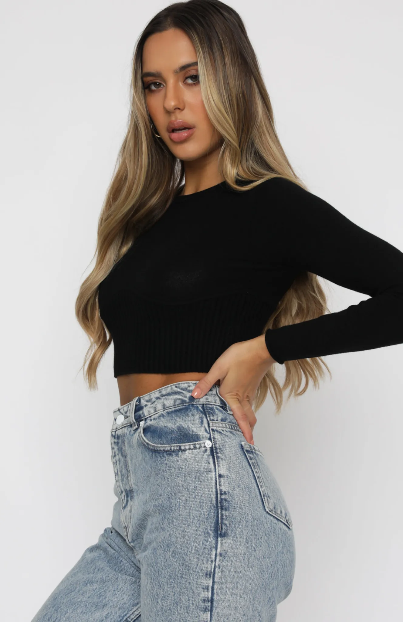 Shirts & Blouses | White Fox Boutique Take Me Higher Long Sleeve Crop black