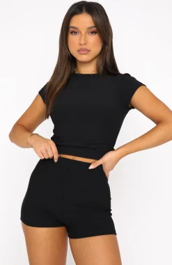 Shirts & Blouses | White Fox Boutique Take Me There Ribbed Baby Tee black