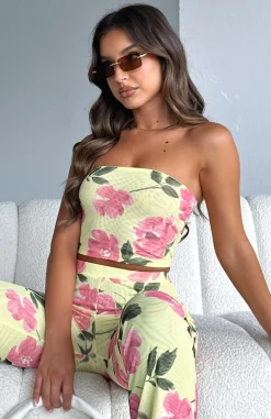 Shirts & Blouses | White Fox Boutique Take Notice Strapless Crop Lemon Rose yellow