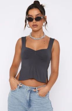 Shirts & Blouses | White Fox Boutique Taking Off Top Charcoal grey