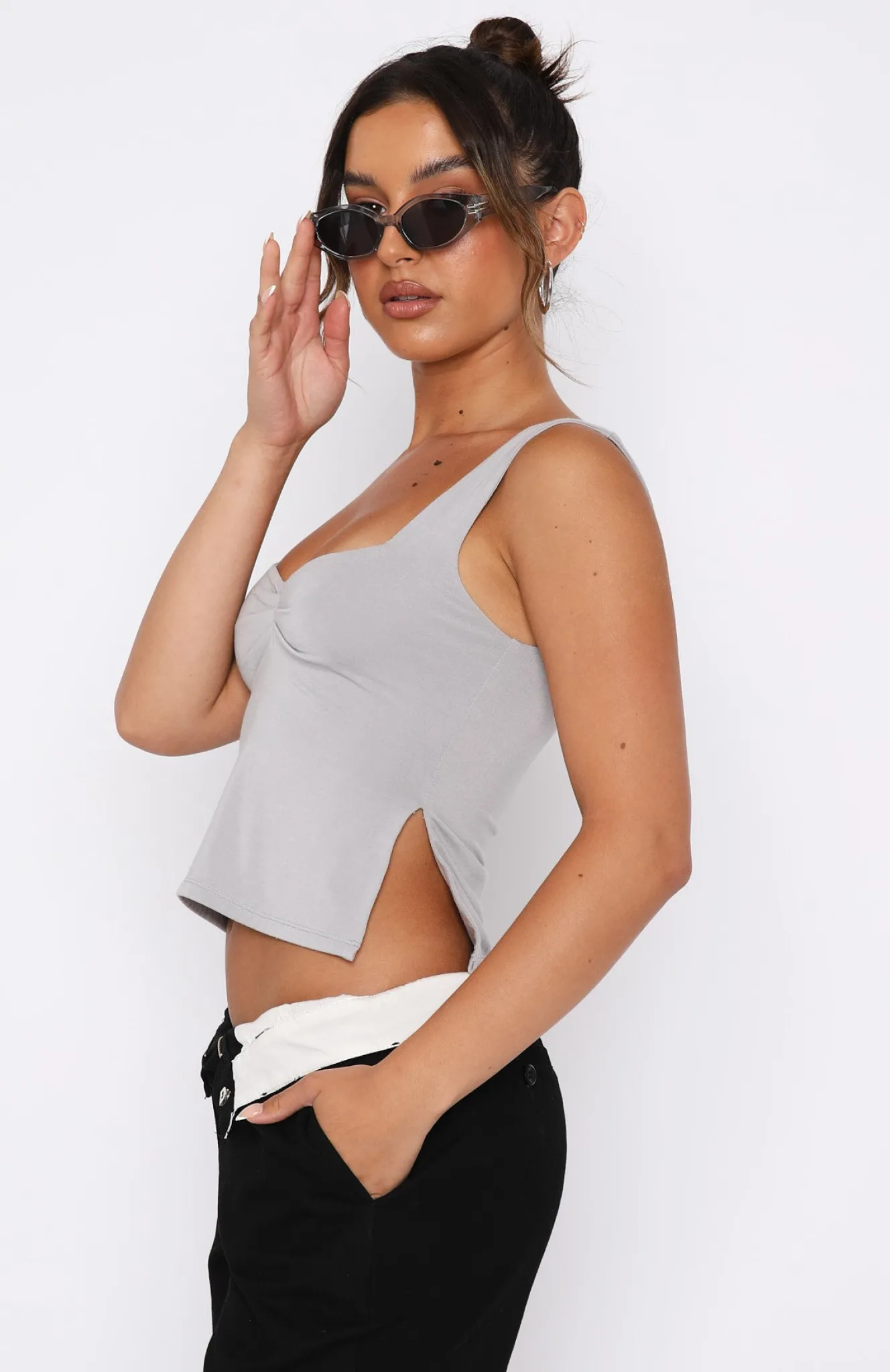 Shirts & Blouses | White Fox Boutique Taking Off Top Mist grey