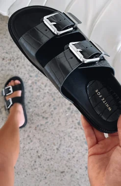 Slides | White Fox Boutique Tash Slides Croc black