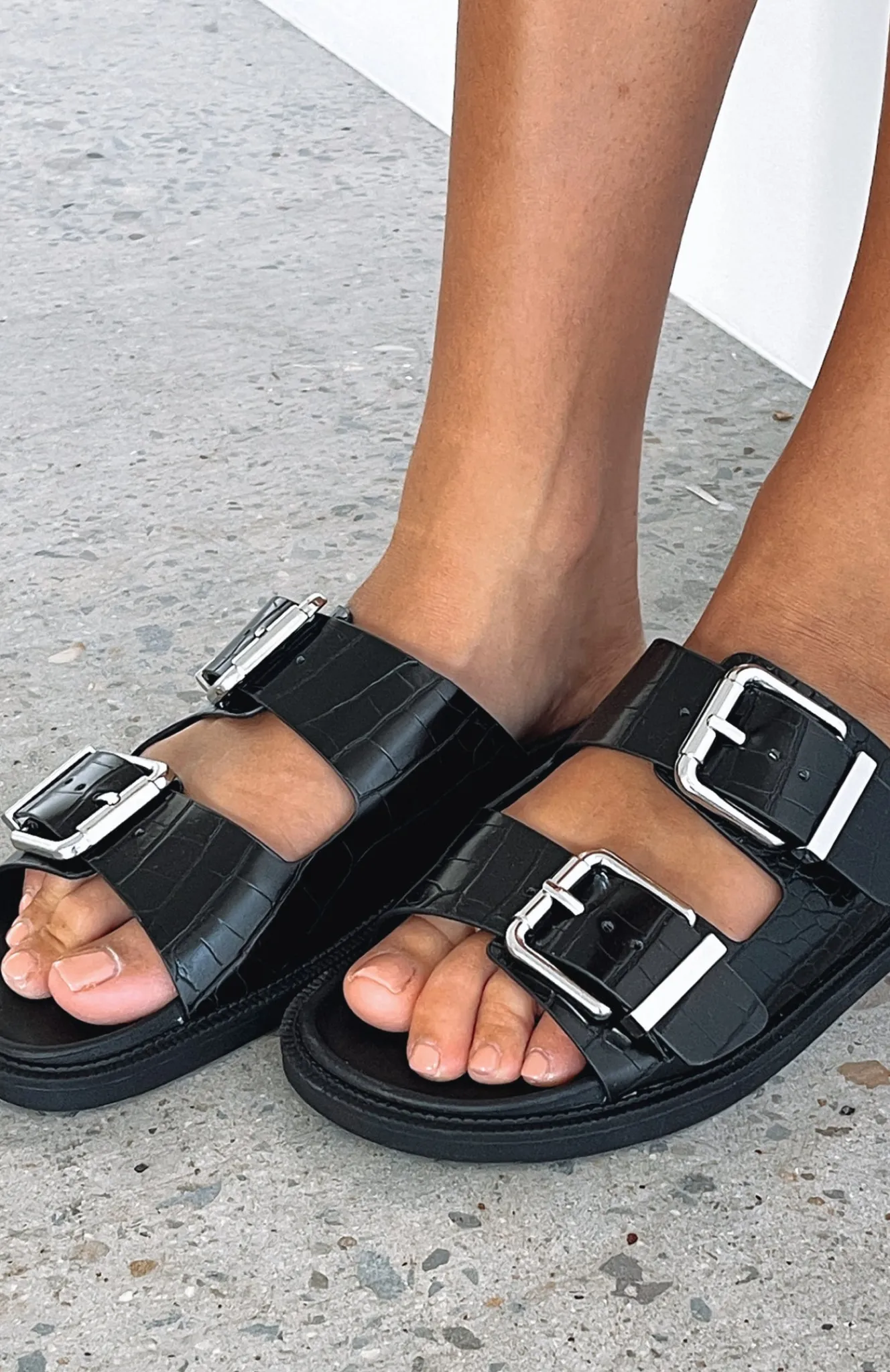 Slides | White Fox Boutique Tash Slides Croc black