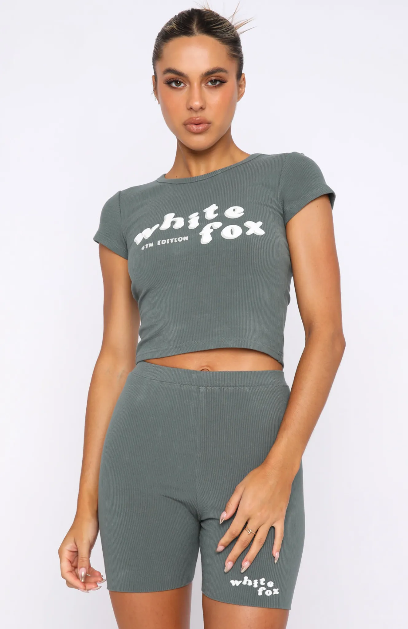 Shirts & Blouses | White Fox Boutique 4th Edition Ribbed Baby Tee Petrol green