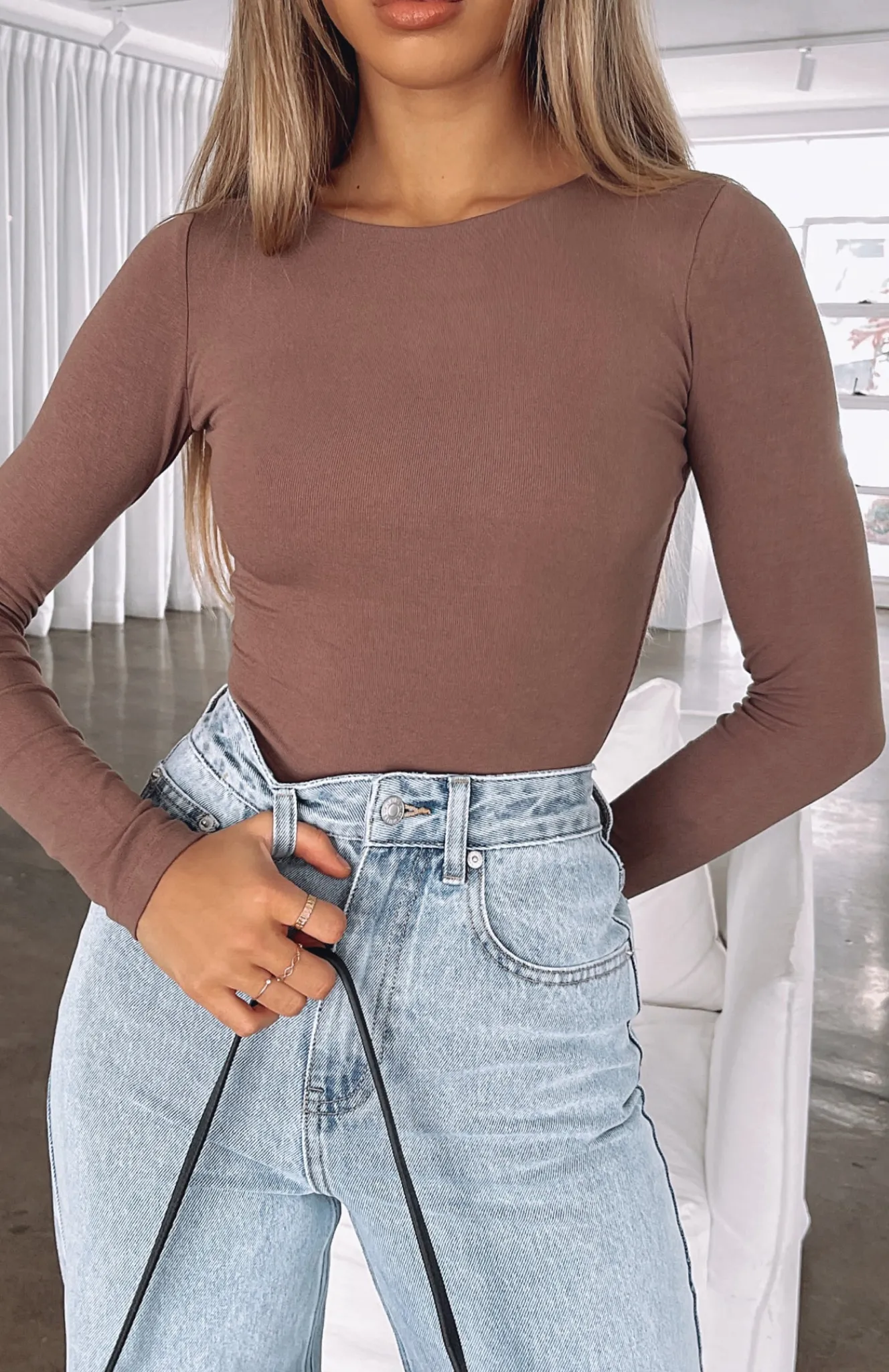 Shirts & Blouses | White Fox Boutique The Come Back Long Sleeve Bodysuit Mocha brown