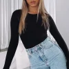 Shirts & Blouses | White Fox Boutique The Come Back Long Sleeve Bodysuit black