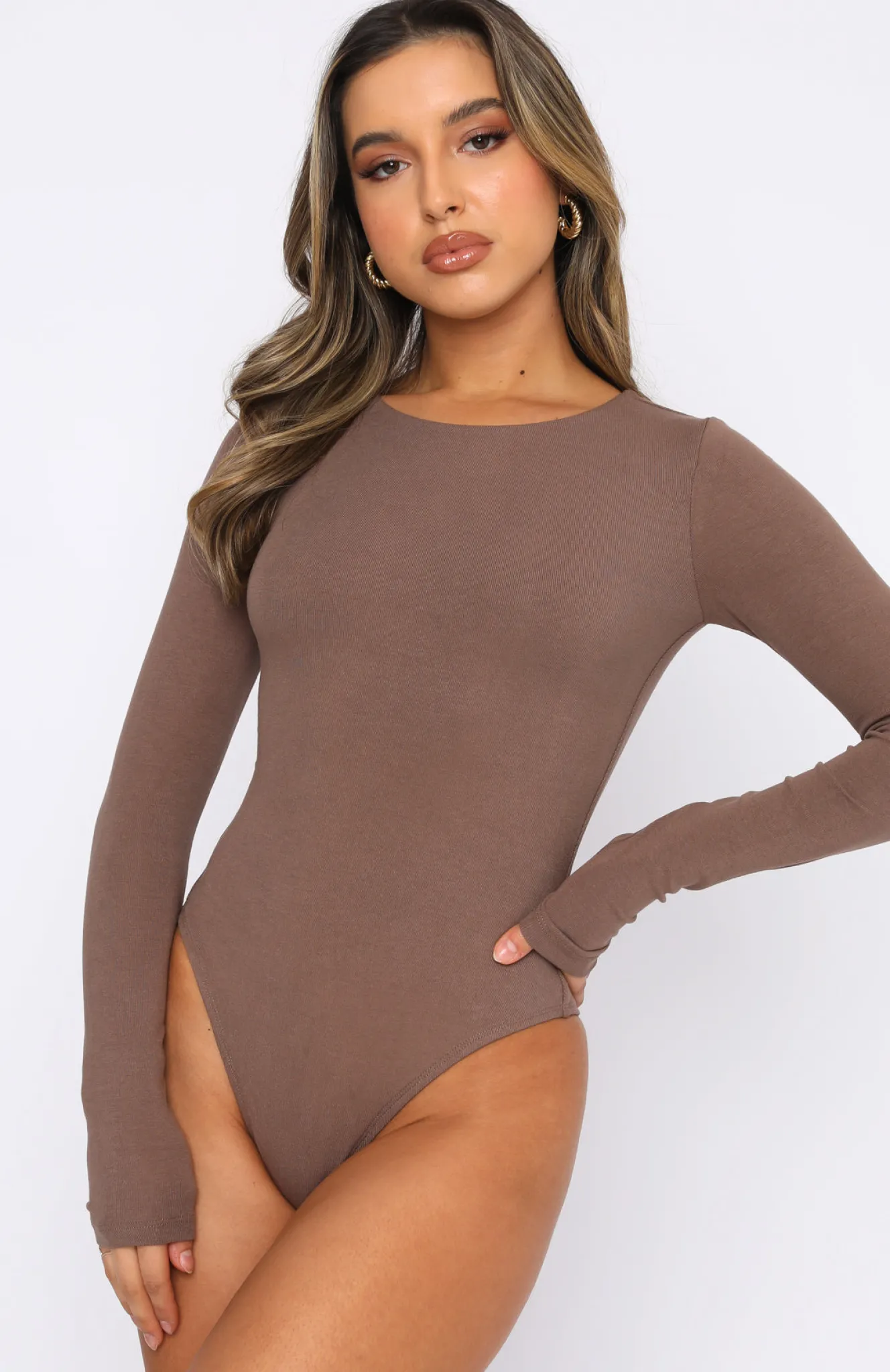 Shirts & Blouses | White Fox Boutique The Come Back Long Sleeve Bodysuit Mocha brown