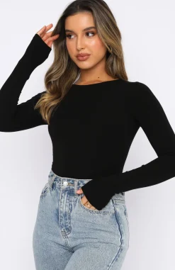 Shirts & Blouses | White Fox Boutique The Come Back Long Sleeve Bodysuit black