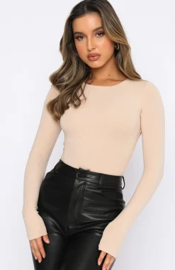 Shirts & Blouses | White Fox Boutique The Come Back Long Sleeve Bodysuit Stone nude