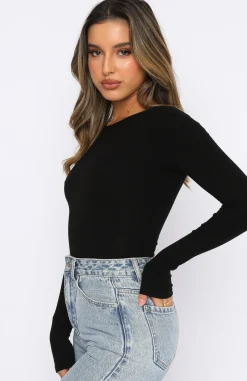 Shirts & Blouses | White Fox Boutique The Come Back Long Sleeve Bodysuit black