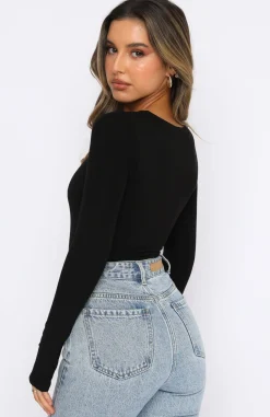 Shirts & Blouses | White Fox Boutique The Come Back Long Sleeve Bodysuit black