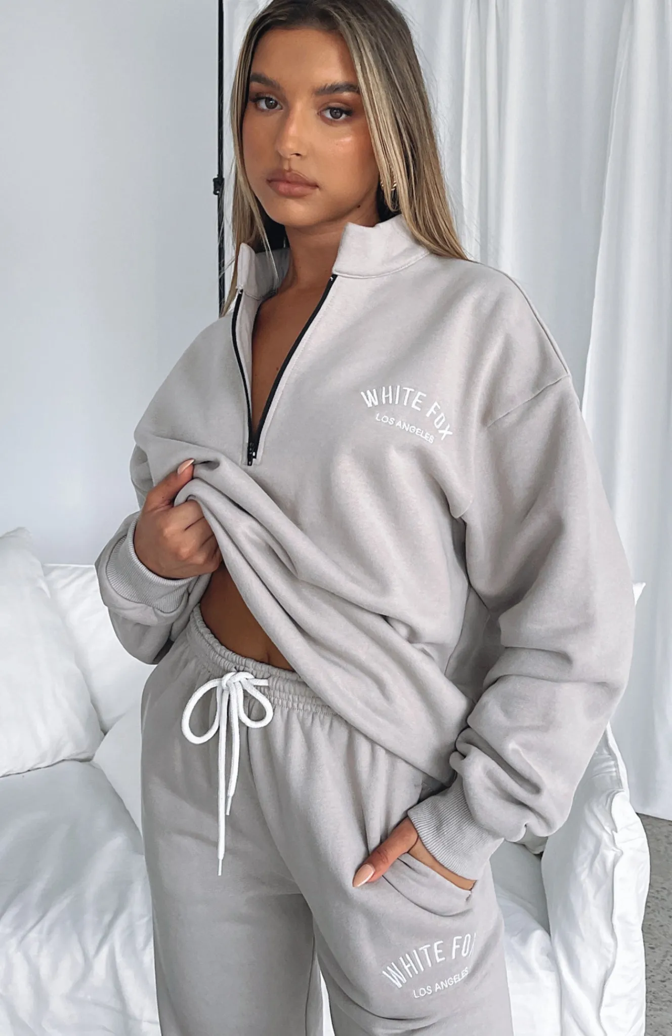 Jackets & Blazers | White Fox Boutique The Highest Demand Zip Front Sweater Taupe grey