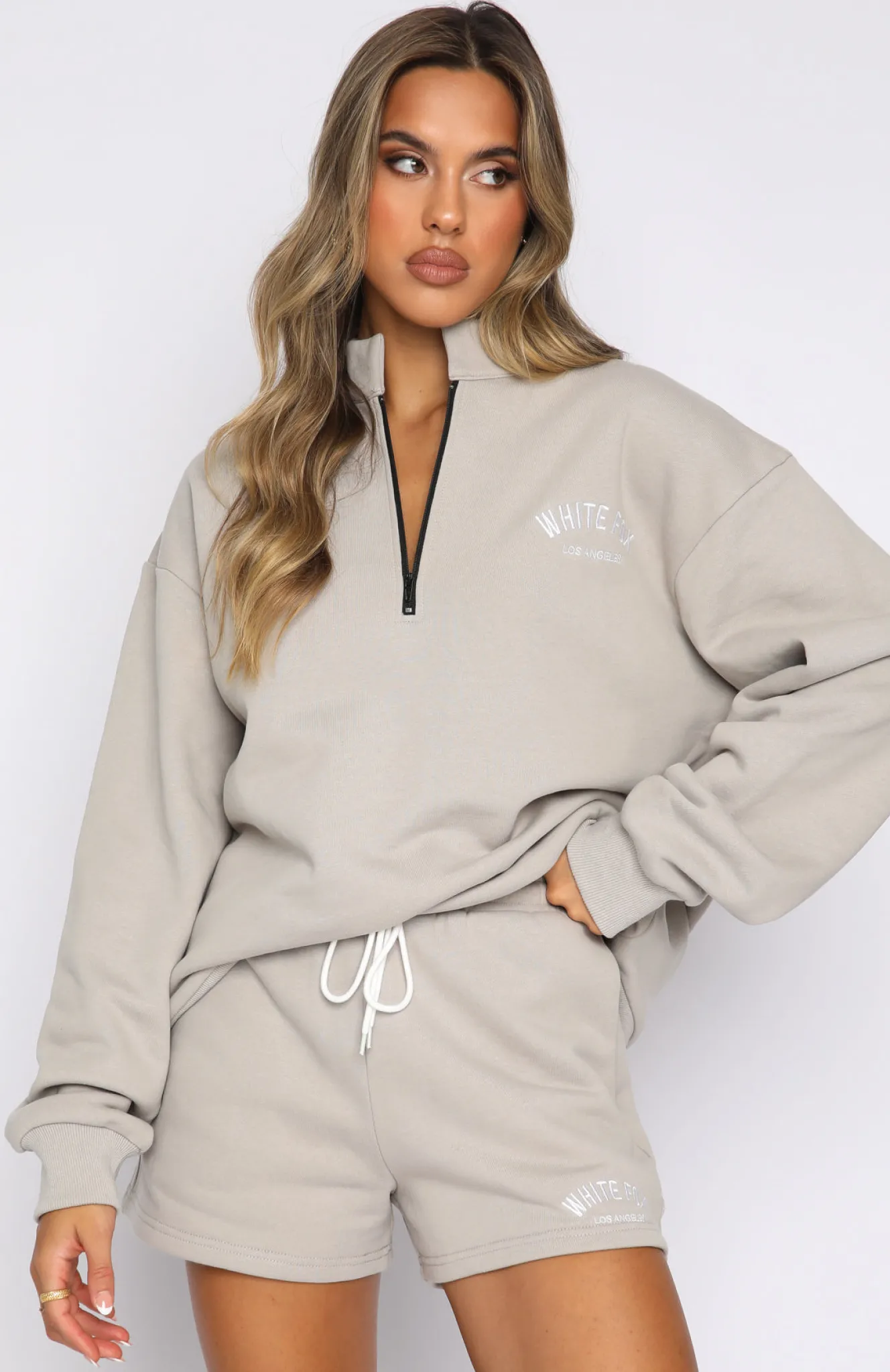 Jackets & Blazers | White Fox Boutique The Highest Demand Zip Front Sweater Taupe grey
