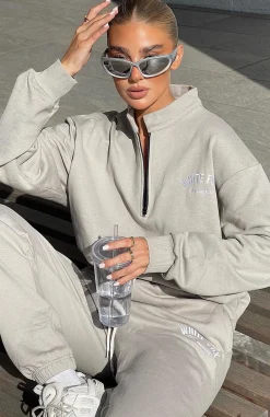 Jackets & Blazers | White Fox Boutique The Highest Demand Zip Front Sweater Taupe grey