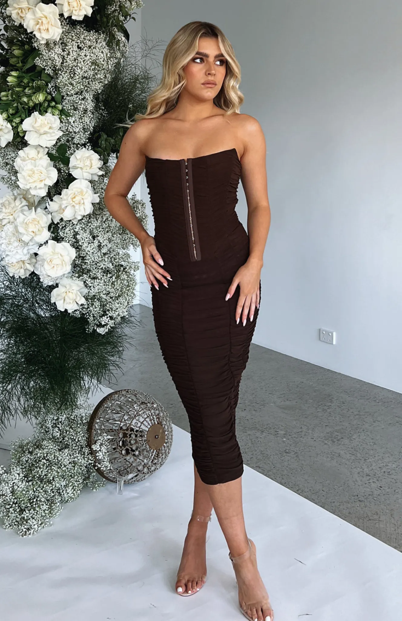 Formal Dresses | White Fox Boutique The New Me Midi Dress Chocolate brown