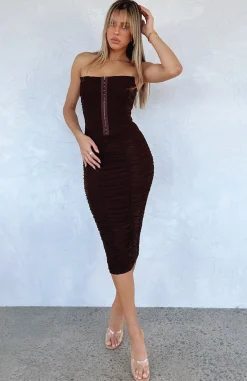 Formal Dresses | White Fox Boutique The New Me Midi Dress Chocolate brown