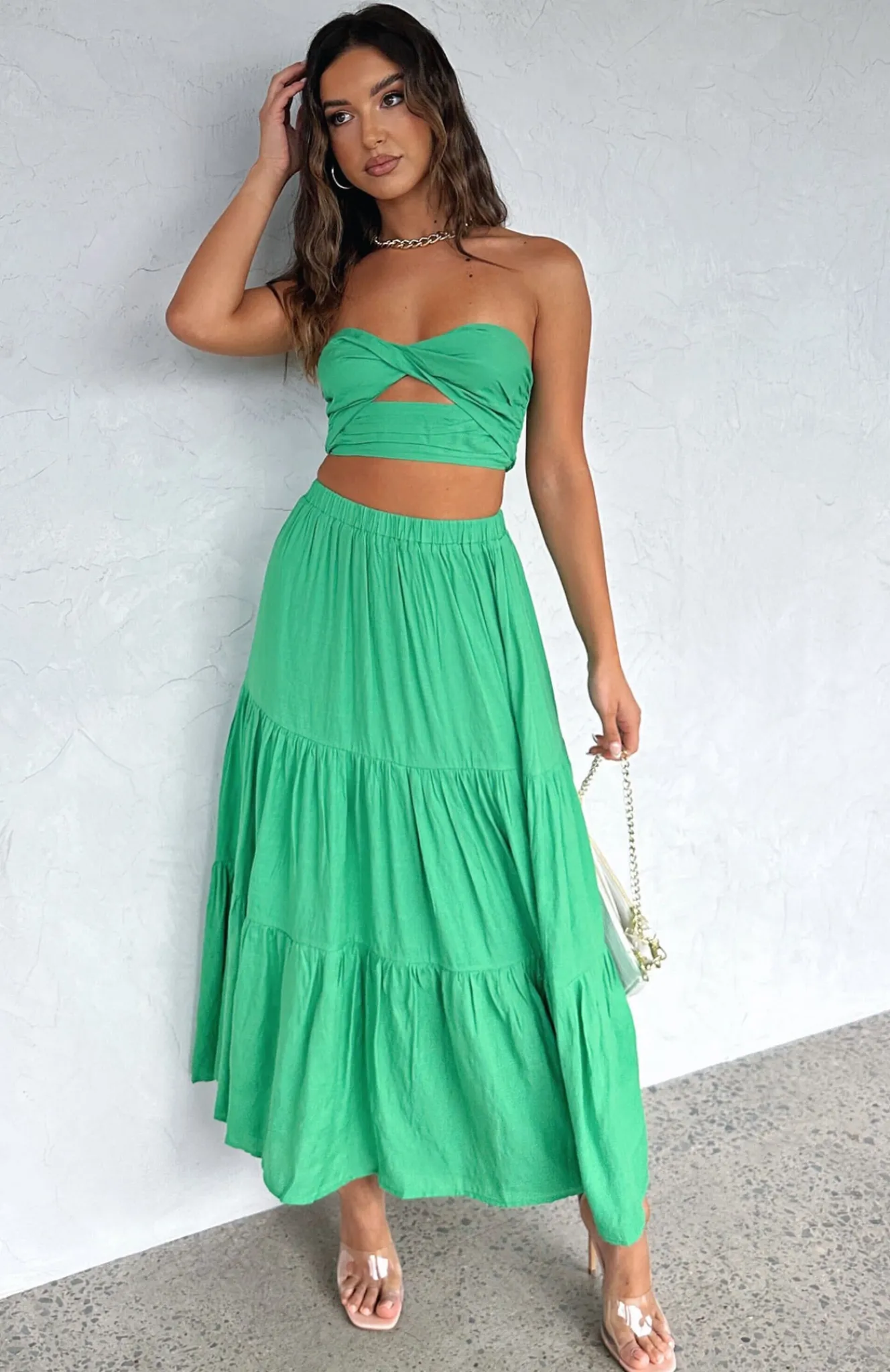 Restocked | White Fox Boutique The One's You Love Maxi Set Dark green