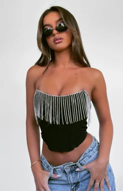 Shirts & Blouses | White Fox Boutique The Sweetest Thing Diamante Bustier black