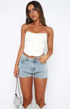 Shirts & Blouses | White Fox Boutique The Sweetest Thing Diamante Bustier white