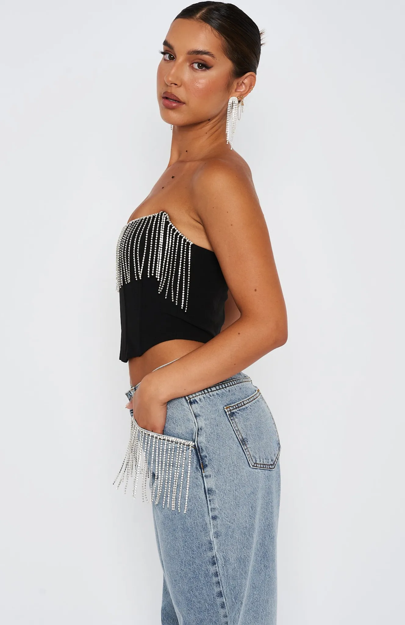 Shirts & Blouses | White Fox Boutique The Sweetest Thing Diamante Bustier black