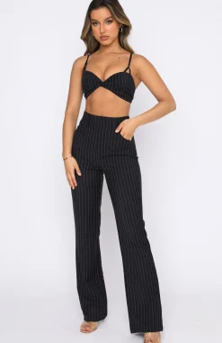Pants | White Fox Boutique There She Goes Pants Navy Pinstripe blue