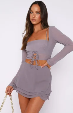 Shirts & Blouses | White Fox Boutique Tied To You Long Sleeve Crop Mushroom grey