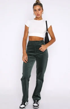 Pants | White Fox Boutique Treat Me Better Cord Pants Forest green