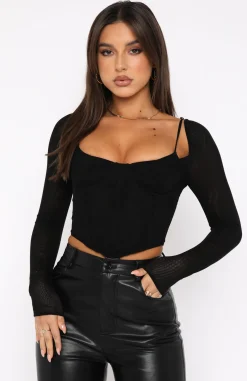 Shirts & Blouses | White Fox Boutique Treat Me Well Long Sleeve Bustier black