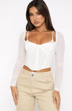 Shirts & Blouses | White Fox Boutique Treat Me Well Long Sleeve Bustier white