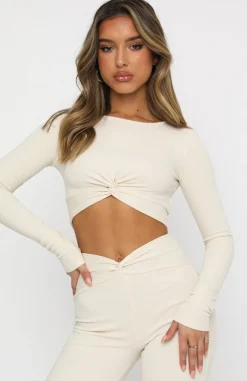 Shirts & Blouses | White Fox Boutique True Bliss Long Sleeve Crop Oatmeal nude