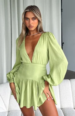 Long Sleeve Dresses | White Fox Boutique True To You Long Sleeve Mini Dress Matcha green