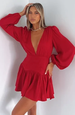 Long Sleeve Dresses | White Fox Boutique True To You Long Sleeve Mini Dress red