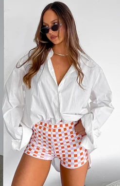 Shorts | White Fox Boutique Tulum Vacay Mini Shorts Check orange