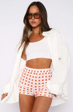 Shorts | White Fox Boutique Tulum Vacay Mini Shorts Check orange
