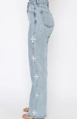 Denim | White Fox Boutique Unbothered Jeans Washed Print blue
