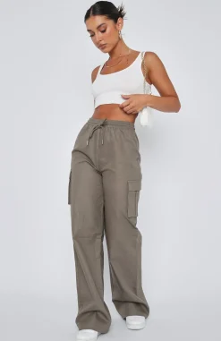 Pants | White Fox Boutique Up At Night Cargo Pants Dusty Khaki green