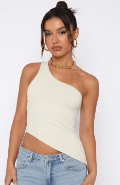 Shirts & Blouses | White Fox Boutique Up For The Chase One Shoulder Top Stone nude