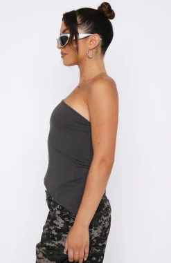 Shirts & Blouses | White Fox Boutique Up For The Chase One Shoulder Top Charcoal grey