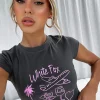 Shirts & Blouses | White Fox Boutique Vacay Pending Baby Tee Charcoal grey