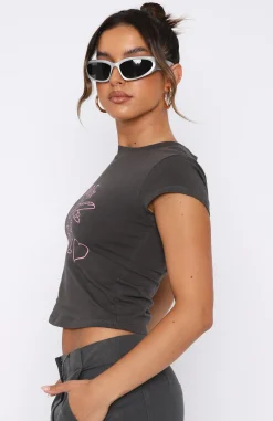 Shirts & Blouses | White Fox Boutique Vacay Pending Baby Tee Charcoal grey